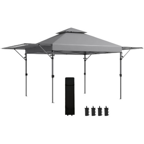 Tonnelle pop-up jardin Pliant 5 x 3 m, tissu oxford avec 2 parois réglables, sac à de transport à roulettes inclus (1/5)