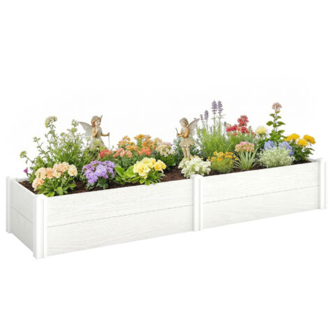 Jardinière surélevée en plastique, à monter soi-même, type châssis froid, 197 x 54 x 33 cm, blanche. (1/5)