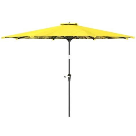 Parasol de grand diamètre 300 cm pour extérieur, commande manuelle par manivelle, stable et pratique pour jardin, terrasse et balcon. (1/4)