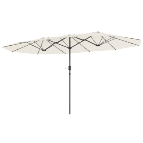Parasol double robuste 436 x 260 cm, haute protection UV, système à manivelle et conception résistante au vent, idéal pour jardin et terrasse. (1/5)