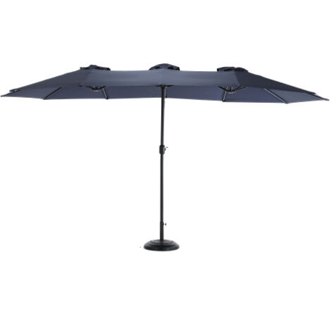 Parasol d'extérieur réversible rectangulaire grand format, 4,5 m, bleu marine avec mât. Base non incluse, protection solaire pour terrasse et jardin. (1/5)