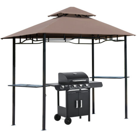 Gazebo pour barbecue à double toit ignifugé, dimensions 245 x 148 x 252 cm, structure robuste, parfait pour les fêtes de jardin et tous vos événements en plein air. (1/5)