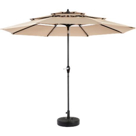 Parasol d'extérieur réversible rectangulaire grand format de 4,5 m, couleur kaki avec mât. Base non incluse, protection solaire pour jardin et terrasse. (1/5)