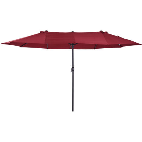 Parasol double grand format 455 x 270 cm, parasol de jardin et terrasse avec système à manivelle, modèle stable pour extérieur, marché et espace de détente. (1/5)