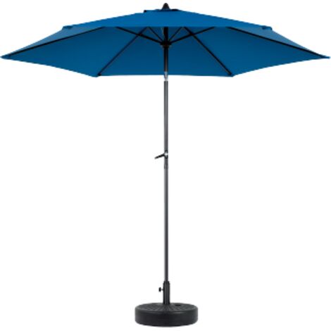 Parasol d'extérieur réversible rectangulaire de 2,74 m, bleu avec manivelle. Base non incluse, grand format pour jardin et terrasse. (1/5)