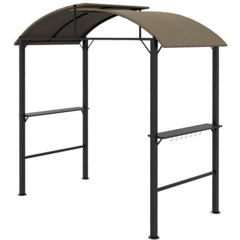 Gazebo pour barbecue 1,1 x 2,3 m résistant aux intempéries, équipé d'étagères latérales, abri extérieur pratique et solide pour cuisines en plein air et jardin.