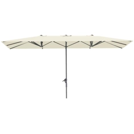 Parasol double à double poignée 451 x 264 cm, haute protection UV 50+, structure robuste résistante au vent, idéal pour jardin et terrasse extérieure. (1/4)