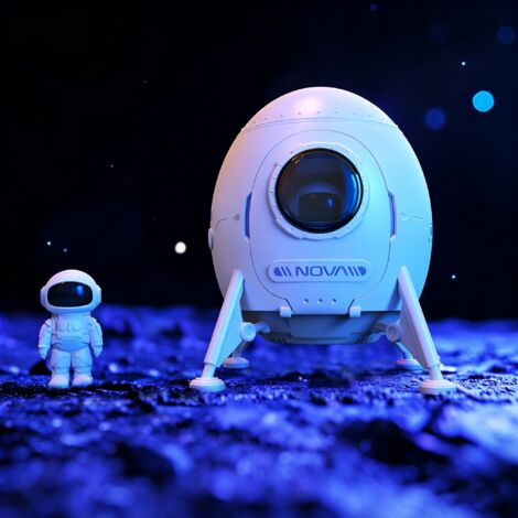 Lampe de nuit projection fluide module d'atterrissage, haut-parleur Bluetooth, bruit blanc pour enfant, ambiance étoilée, décoration intérieure design moderne (1/5)