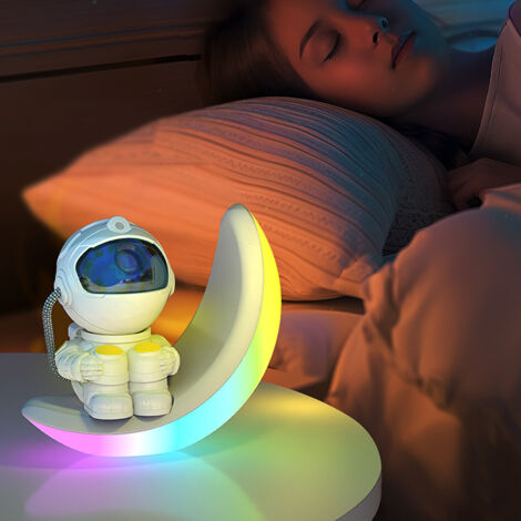 Lampe de nuit projection astronaute colorée, nébuleuse, haut-parleur Bluetooth, lampe d'ambiance rythme musical, connecté secteur et Bluetooth, décoration intérieure design moderne (1/5)