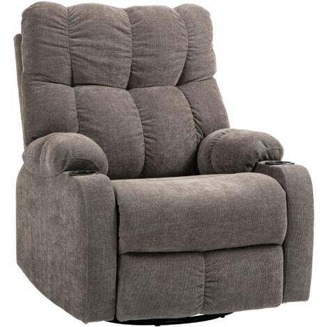 Fauteuil inclinable pivotant avec repose-pieds, supportant jusqu'à 150 kg, structure en acier, 88 x 96 x 108 cm, marron clair (1/5)