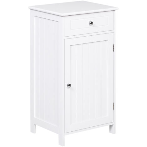 Meuble de salle de bain à 2 tiroirs, modèle anti-basculement, en MDF, 43 x 34 x 77 cm, blanc (1/5)