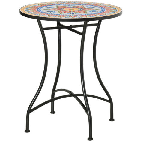 Meuble de jardin, Table de repas redonda para jardin, em céramique e métal, avec 60 cm de diâmetro., meuble extérieur, design moderne (1/5)