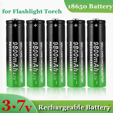 （Diamètre 18 mm, Hauteur 67 mm）Pile 18650 3,7 V 9800 mAh, batterie lithium-ion rechargeable pour lampe torche, lot de 15 pièces - rechargeable
