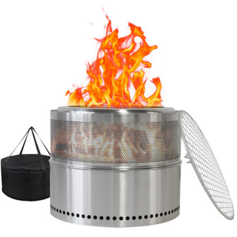 Meuble de jardin extérieur, Foyer sans fumée, cheminée a bois, cheminée para churrasco, cheminée portable em acier inoxydable para extérieur, gain de place, meuble extérieur, de... (1/5)
