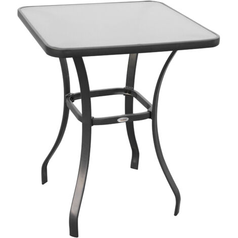 Quadratischer Gartentisch Glastisch 68,5x68,5cm Wetterfest - Für Balkon Terrasse Garten - Schwarz (1/5)