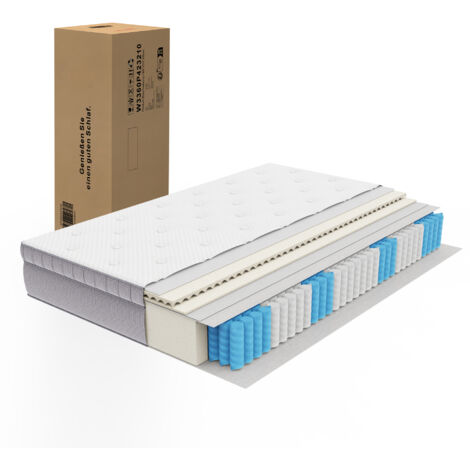 Matelas 120 x 200 cm, épaisseur 25 cm, mousse confort, ressorts ensachés 7 zones, ergonomique, certifié OEKO-TEX®. (1/5)