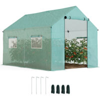 Serra a Tunnel 2x3x2 m avec Porte et Finestre Avvolgibili et Tetto a Punta, à Acciaio et PE, Verde