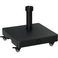 Pied de parasol carré Outsunny, lestable jusqu'à 20 kg, avec roulettes, support pour parasol, poids pour parasol, compatible avec les parasols à tube de 22 à 38 mm de diamètre, pour balcon, terrasse,