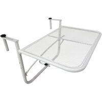 Balconhängetisch höhenverstellbar viereckig Gartentisch Metall Weiß 60x56,5x45cm pour terrasse et jardin
