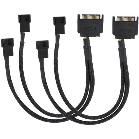 Câble adaptateur d'alimentation SATA 15 broches vers 2 ventilateurs 4 broches, convertisseur double, câble 22AWG (1/5)