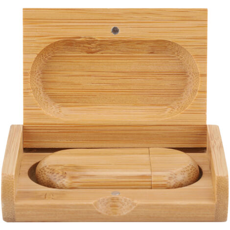 Clé USB 3.0 32GB en Coque Bois Ovale - Mémoire Flash Portable avec Boîte (1/5)