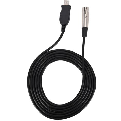 Câble Adaptateur Microphone XLR Femelle vers USB Noir pour Enregistrement (1/5)