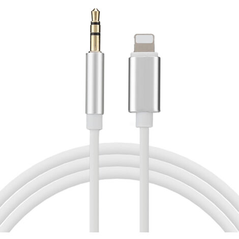 Câble Aux 3,5mm Blanc Argent pour Voiture Haut-parleur Téléphone Casque Convertisseur Audio (1/5)