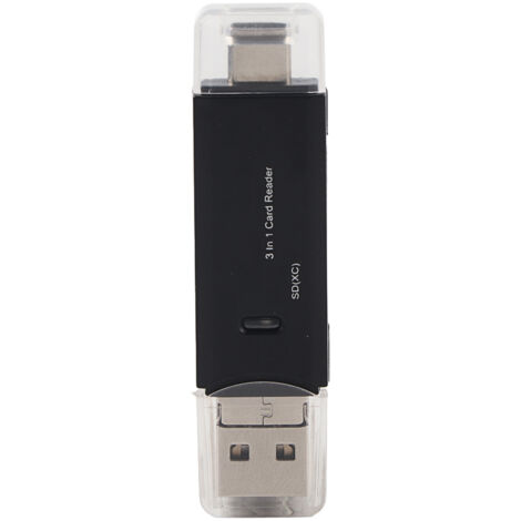 Nouveau Lecteur de Cartes 3 en 1 Multifonctionnel Type C Micro USB Haute Vitesse (Noir) (1/5)