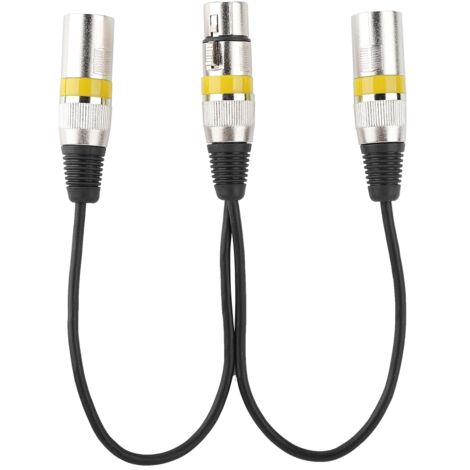Adaptateur de Splitter Audio XLR Femelle 30cm vers Double Mâle pour Micro Canon, Câble d'Extension Jaune (1/5)