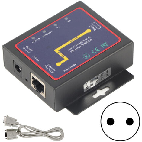 Serveur Série RJ45 vers RS232 - Convertisseur TCP/IP, Alimentation 100-240V (Prise EU) (1/5)