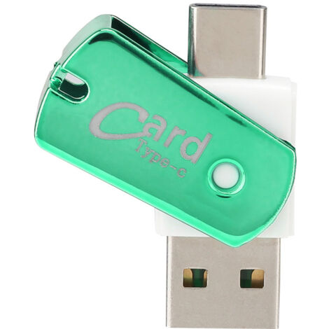 Lecteur de cartes OTG rotatif Type-C haute vitesse 2 en 1 pour téléphone mobile TF vert (1/5)