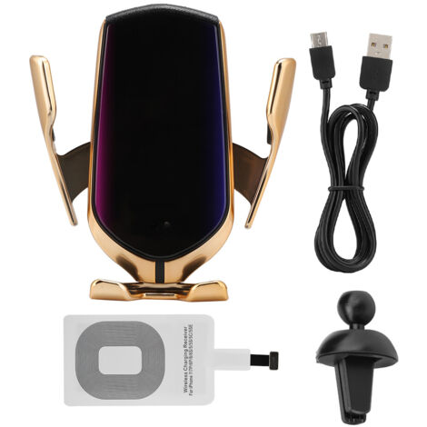 Chargeur Sans Fil Voiture 10W avec Pince Automatique Doré (Compatibilité iPhone) (1/5)