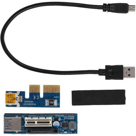 Câble d'extension PCI-E 1X avec alimentation USB, 30 cm, noir (1/5)