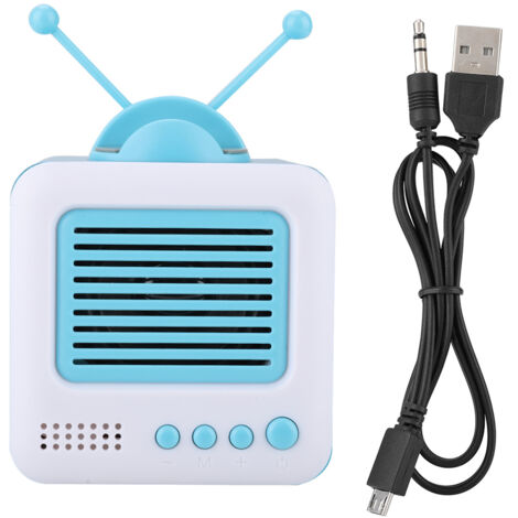 Support TV Vintage Mini avec Haut-parleur Bluetooth Multifonction - 2 en 1 (Bleu)