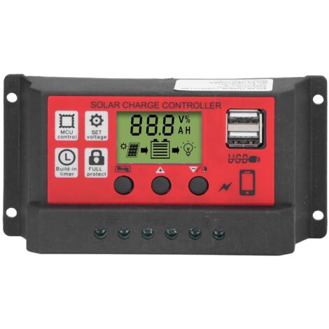 Régulateur De Charge Solaire Thlevel 12V/24V – 10A – Pour Panneau Solaire Et Batterie