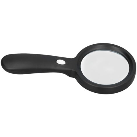 Loupe LED ronde noire 10x avec lumière, idéale pour bureau, école, extérieur et maison. (1/5)