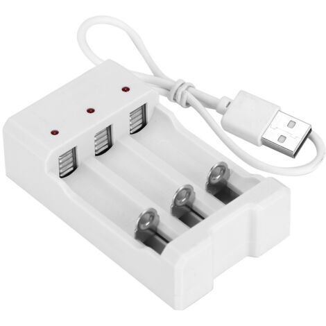 Chargeur USB 3 emplacements pour piles AA AAA en ABS blanc écologique résistant aux hautes températures (1/5)