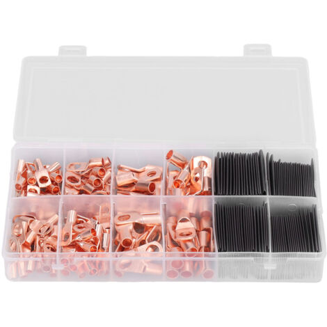 260 Pièces Cosses à Œillet en Cuivre AWG 4 6 8 10 12 avec Manchons Thermorétractables pour Bricolage (1/5)