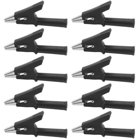 10 Pièces Pinces Crocodile de Test 10mm 10A avec Douilles 4mm - Kit Accessoires Noir (1/5)