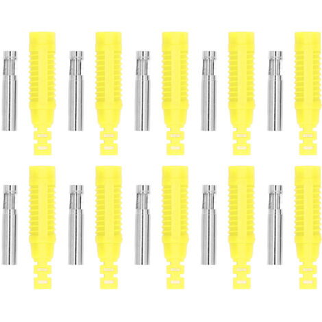 10 Pièces Douilles Banane Femelle Laiton avec Tube Isolant et Connecteur PA, Adaptateur à Presser J.10031 Jaune (1/5)