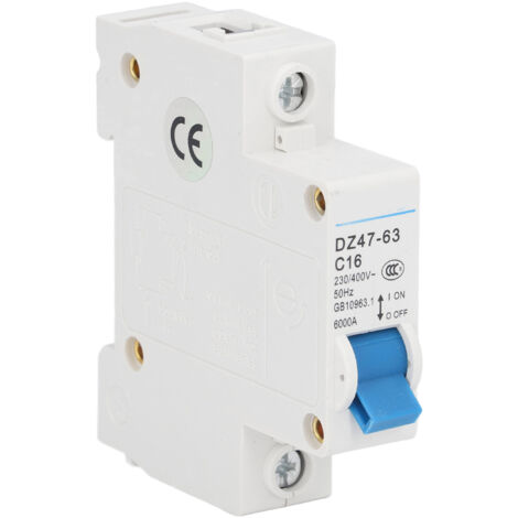 Disjoncteur Miniature 1P 16A Pa66 pour Rail DIN, Protection Court-Circuit 6000A, 230V/400V (1/5)
