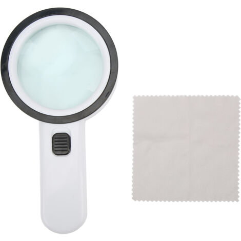Loupe optique en verre 8cm 30X haute puissance avec 12 LED, loupe à main grossissante pour lecture et inspection (1/5)