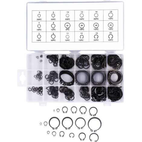 300 Pièces de Circlips C pour Fixation de Machines et Véhicules, Kit de Rondelles d'Arrêt (1/5)