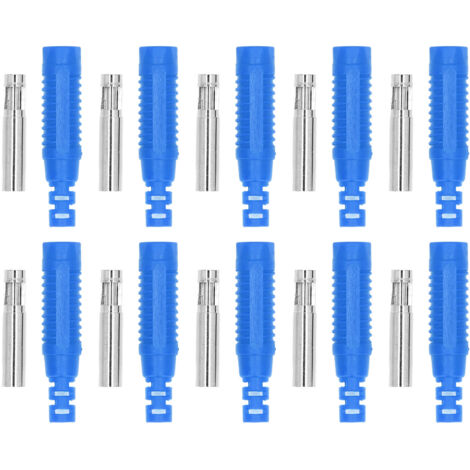 10 Ensembles Douilles Femelles Banane Laiton avec Connecteurs PA et Manchons Isolants, Adaptateur à Pression Réf. J.10031 Bleu (1/5)
