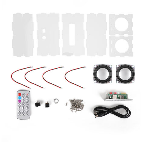 Kit DIY Enceinte Bluetooth MP3 - Amplificateur Mini 3W Stéréo avec Télécommande et Boîtier Transparent