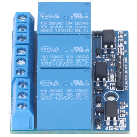 Module Relais 3 Canaux avec Optocoupleur Isolé, Déclenchement Haut/Bas Niveau, Compatible 3.3V-12V, Carte Relais Haute Tension 12V (1/5)