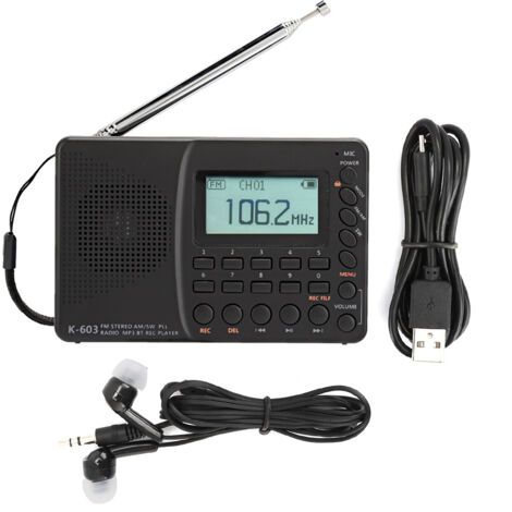 Lecteur Audio MP3 avec Radio FM, Affichage Numérique et Charge USB pour Personnes Âgées