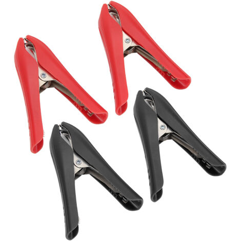 4 pièces Pinces Électriques 100A Rouge et Noir en Acier ABS Isolant, Forte Adhérence Type à Boucle (1/5)