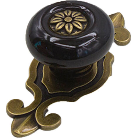 Poignée Vintage en Céramique pour Meuble - Tiroir, Armoire, Porte (Bronze Noir) (1/3)