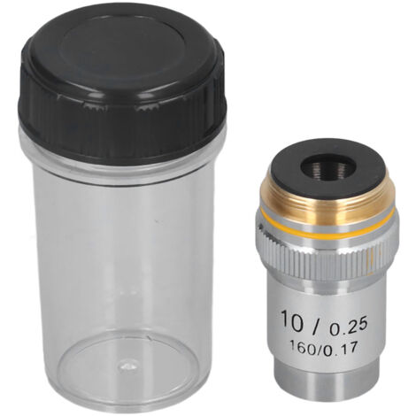 Objectif Achromatique 10X pour Microscope Haute Puissance, Lentille 195mm avec Interface 20.2mm (1/5)